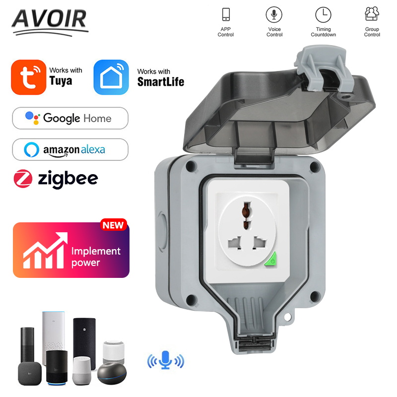 Smart Garden Zigbee - Avoir Wifi สมาร์ทซ็อกเก็ต IP66กันน้ำซ็อกเก็ตและสวิทช์สวนกลางแจ้ง Zigbee Wifi