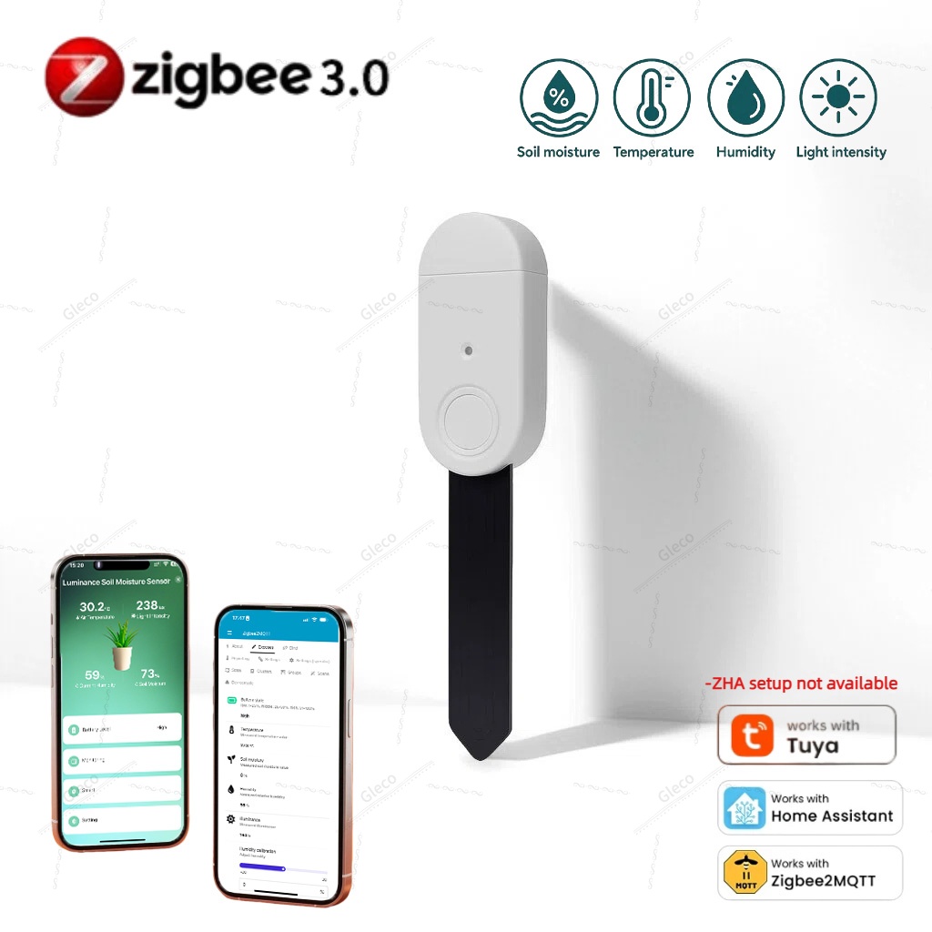 Smart Garden Zigbee - เซ็นเซอร์วัดความชื้นในดิน วัดอุณหภูมิ วัดความชื้นในอากาศ พร้อมตรวจจับแสง สำหรับการรดน้ำสวน รองรับ