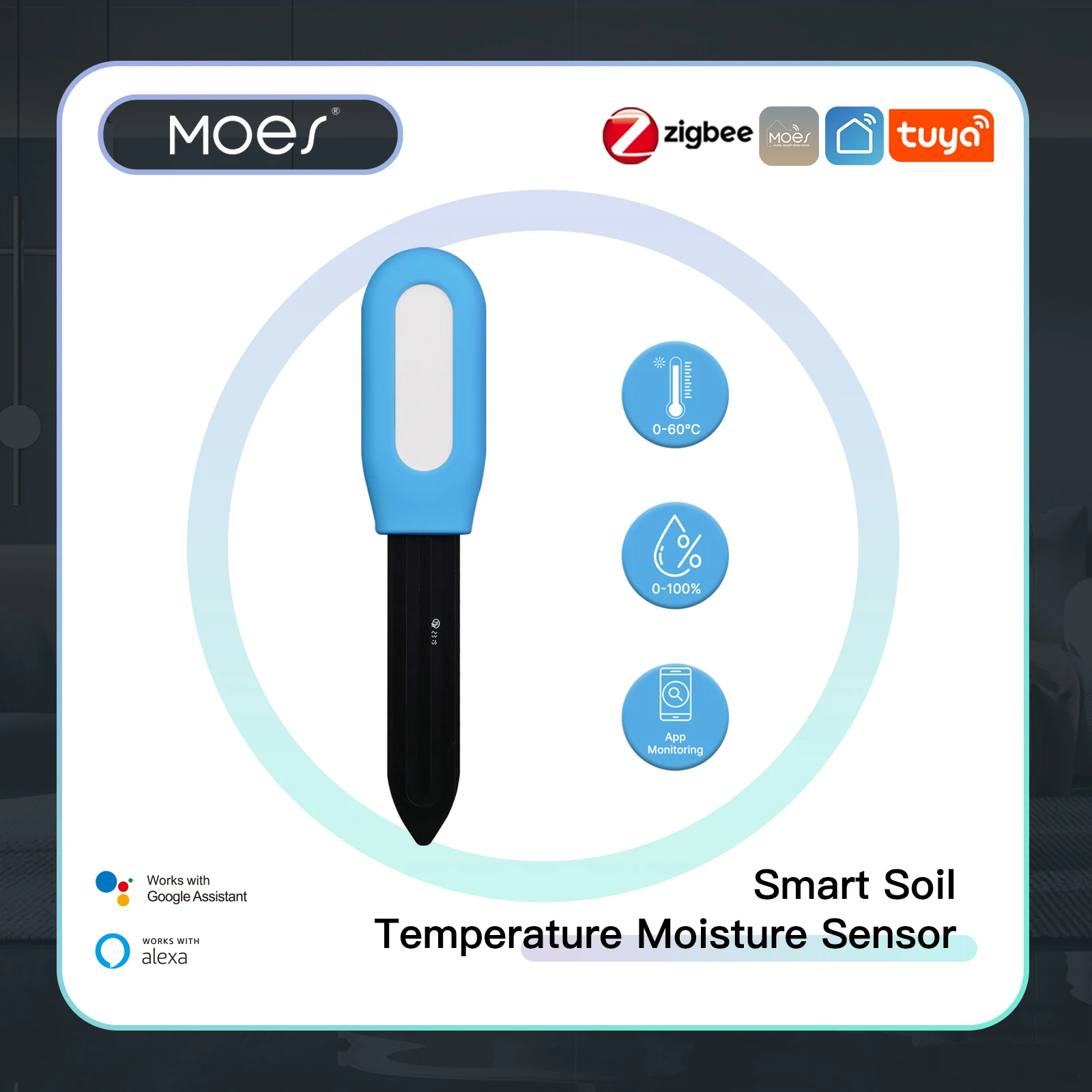 Smart Garden Zigbee - เครื่องวัดความชื้นในดินเครื่องวัดความชื้นในดินเครื่องตรวจจับพืชอัตโนมัติในสวน Moes Smart Zigbee