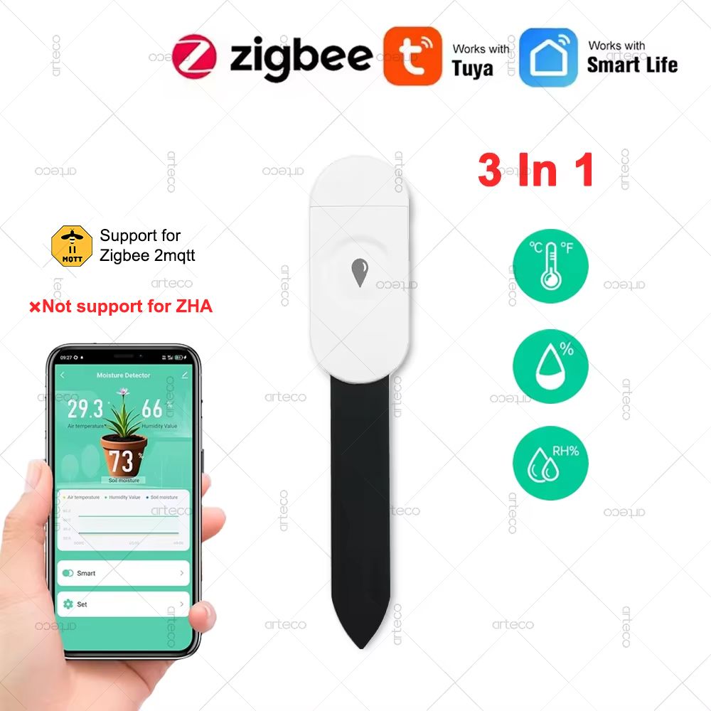 Smart Garden Zigbee - Tuya Zigbee อุณหภูมิความชื้นเครื่องตรวจจับความชื้นสมาร์ทเครื่องทดสอบดิน Moisture Sensor โทรศัพท์