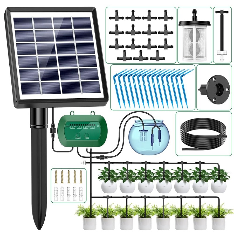 Smart Garden Greenhouse - พลังงานแสงอาทิตย์อัจฉริยะชลประทานชุด 6V 2W ในตัว 1800mAh แบตเตอรี่ชลประทานสําหรับกระถางต้นไม้